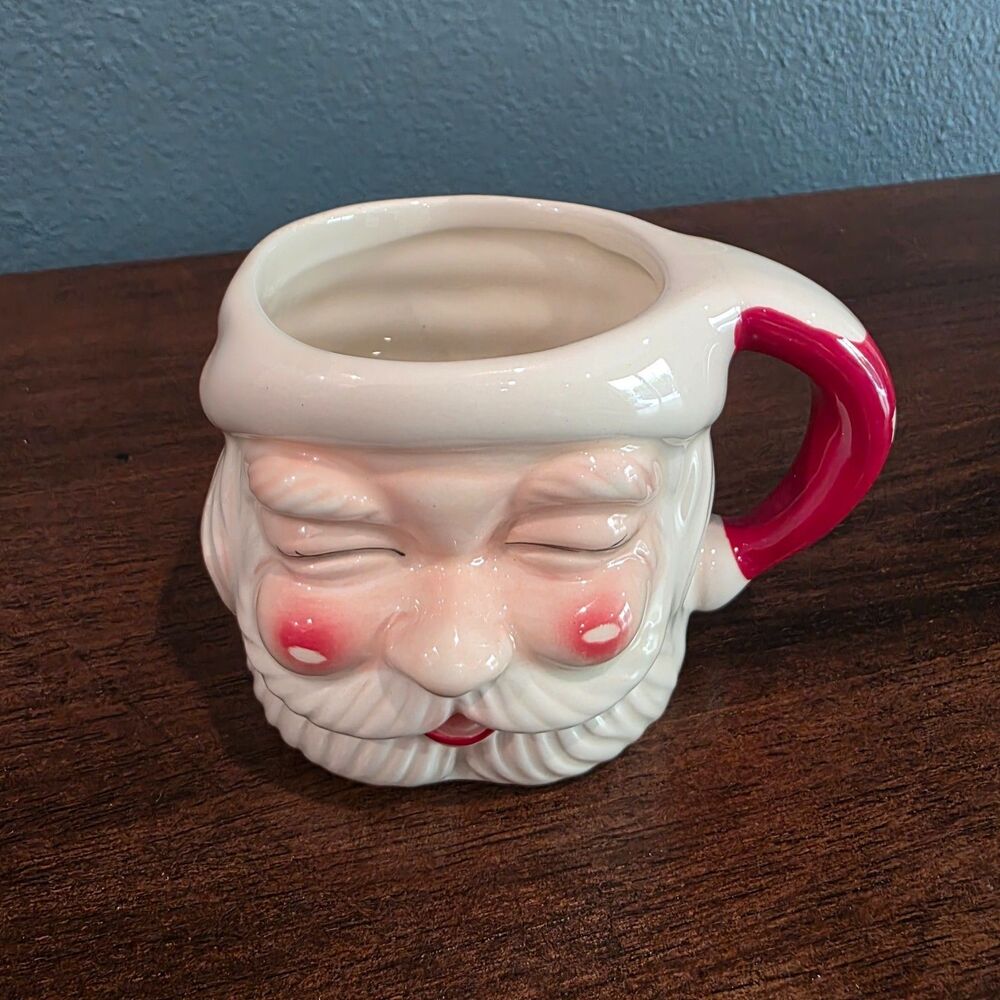 1950s Style Vintage SANTA Red cheeks Pottery Barn Ceramic Mug 2011 Christmas